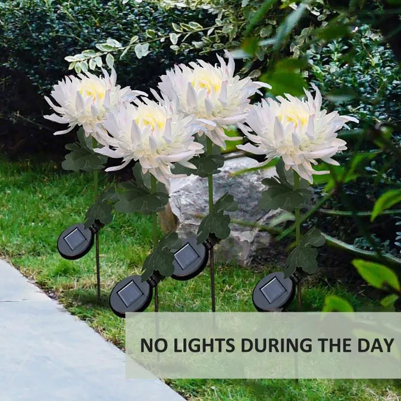 Crisântemo flores luz solar led ao ar livre jardim simulação flor gramado plug-in terras paisagem lamps268f