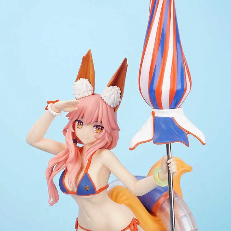 フェイト/グランド注文 FGO パラソル水着玉藻の前 26 センチメートルセクシーなガールフィギュア PVC アクションフィギュア大人のコレクション模型玩具人形ギフト Q0722