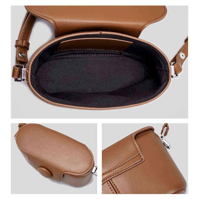 Shopping Bags MABULA Brown Camera Shape Crossbody Purses for Women Soft Leather Vintage Evening Unique Novelty Handbag 220304