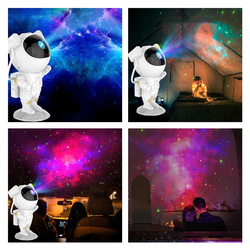 Stjärnprojektorlampa USB Astronaut Galaxy Starry Sky Projektor Nattljus Sovrumsbordslampa Astronaut stjärnhimmelprojektor lam H0922
