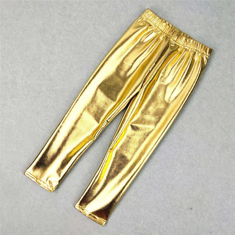 Leggings pour enfants Collants pour filles Gold et SilverTrousers Brillant Européen American Slim Girls Vêtements de bébé Pantalon 210625