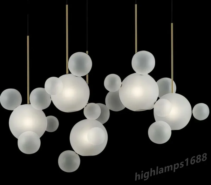 Скандинавские светодиодные подвесные светильники Постмодернистский стеклянный пузырьковый шар Подвесной светильник для столовой Гостиная Кафе-бар Декор Дизайнер Hanglamp314T