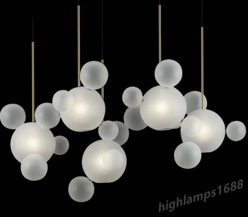 Nordic LED Pendant Lights Postmodern Glass Bubble Ball Hanging Lamp för matsal vardagsrum café bardekor designer hanglamp265r