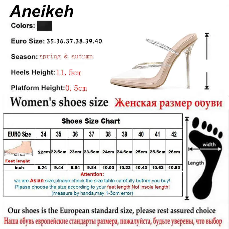 Rétro été PVC sandales femmes pompes chaussures Bling concis bout pointu mince talons hauts pantoufles Zapatos De Mujer 210507