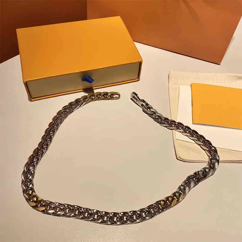 Kette Herren Damen Liebe Halsketten Mode Armbänder Halskette Titanstahl Gravierte Blume Farbige Emaille Diamant 18 Karat vergoldetes Gold M200G
