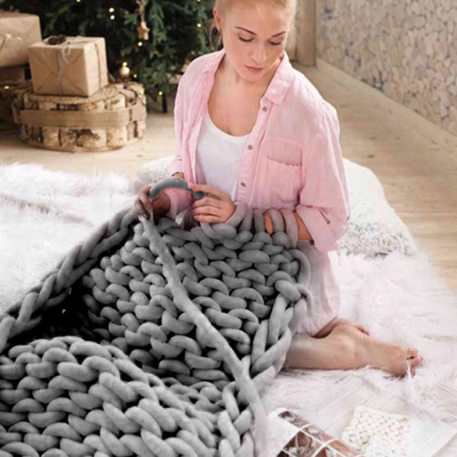 0,5 / 1 kg épais super volumineux fil épais pour tricoter à la main crochet doux gros coton bricolage couverture bras tricot itinérant filage Y211129