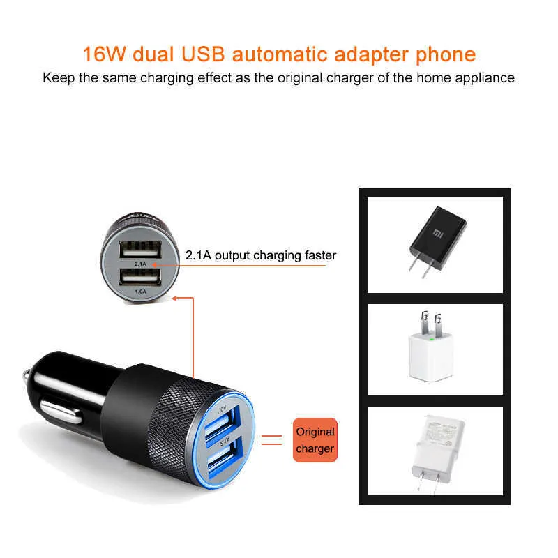 LED 12V-24V 3.1A voiture allume-cigare couleur noire aluminium 2ports double adaptateur chargeur USB pour iPhone Samsung style