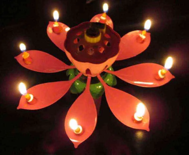 Bougies musicales magiques en forme de fleur de Lotus, 2 pièces, bougies d'anniversaire, cadeau romantique, décoration de gâteau