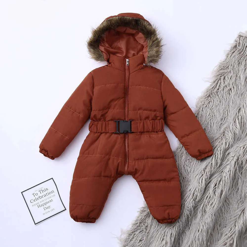 Vinterkläder spädbarn baby snowsuit pojke tjej romper jacka huva jumpsuit varm tjock kappdräkt veteration fille hiver 2107222063971