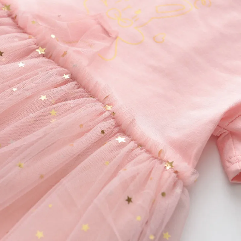 Filles robes douces été enfants dessin animé lapin princesse robe enfants costumes à paillettes bébé robes 3-7 ans 210429