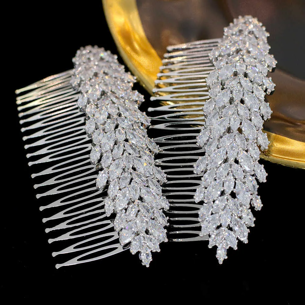 Asnora Högkvalitativ Bröllop Hårtillbehör Bröllop Hårtillbehör Bride Hairpins Bridesmaid Zirconia Hair Tillbehör X0625