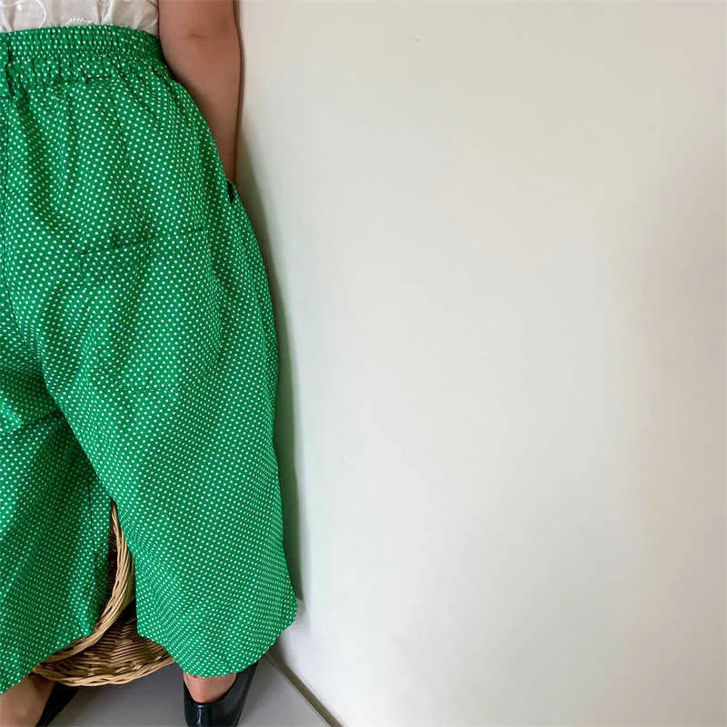 Pantaloni casual a vita alta a pois bambini estivi pantaloni gamba dritta ragazzi e ragazze pantaloni repellenti zanzare 210701