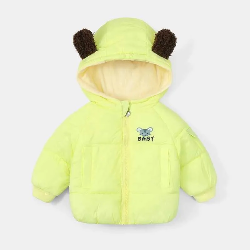 Arrivée hiver bébé enfant en bas âge animal souris lettre impression poche à capuche manteau garçon vestes 210528