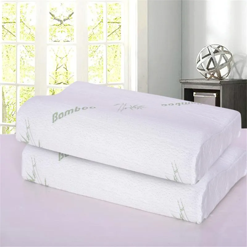 Almohada Saludable Bambú Memoria Espuma Fibra Transpirable Ropa de Cama Almohadas para el Cuello Protección de Rebote Lento Cuidado de la Salud 232V