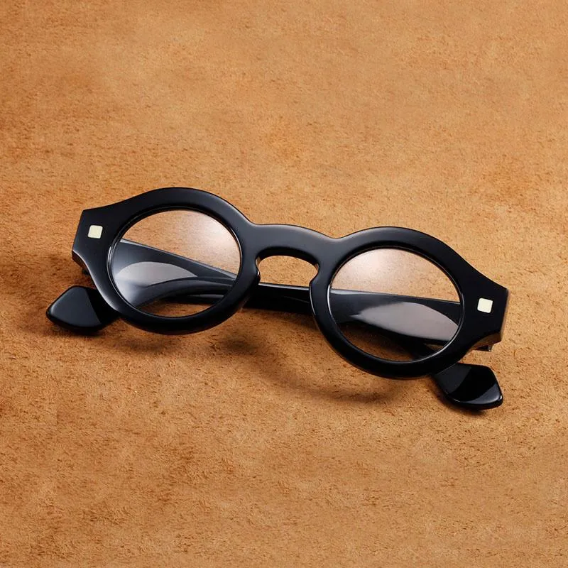 Vazrobe Vintage Eyeglasses Frame Male Round Glasses Men Steampunk Fashion Eyewear Reading Spectacles Black Thick Rim Sungrasses FR301E