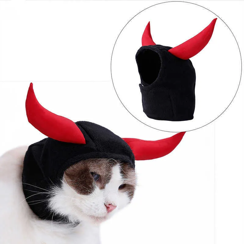 Kappe Halloween Cosplay Kopfbedeckung Ochsenhorn Hut Weihnachten Dekoration Zubehör für Katze Zubehör