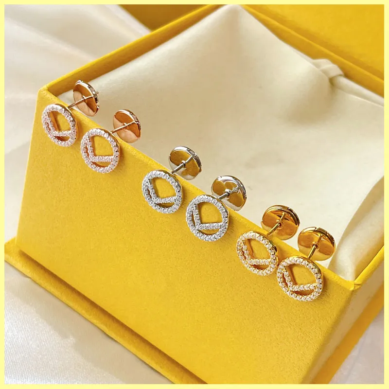 Gouden oorringen Ontwerpers Diamanten oorbellen F Studs 925 zilver voor dames Klein formaat hoepels Liefhebbers Cadeau Luxe sieraden met doos9230906