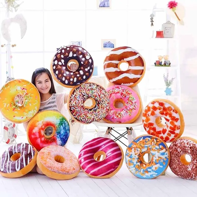 Kudde runda choklad donut 40x40 cm för stol soffa bilstol kudde kudde dekorativ dekor barn mat fodral jul present257z