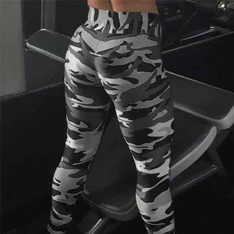 Camuflaje para mujer para leggins graffiti estilo delgado estiramiento pantalón ejército verde polainas deportes pantalones 211215