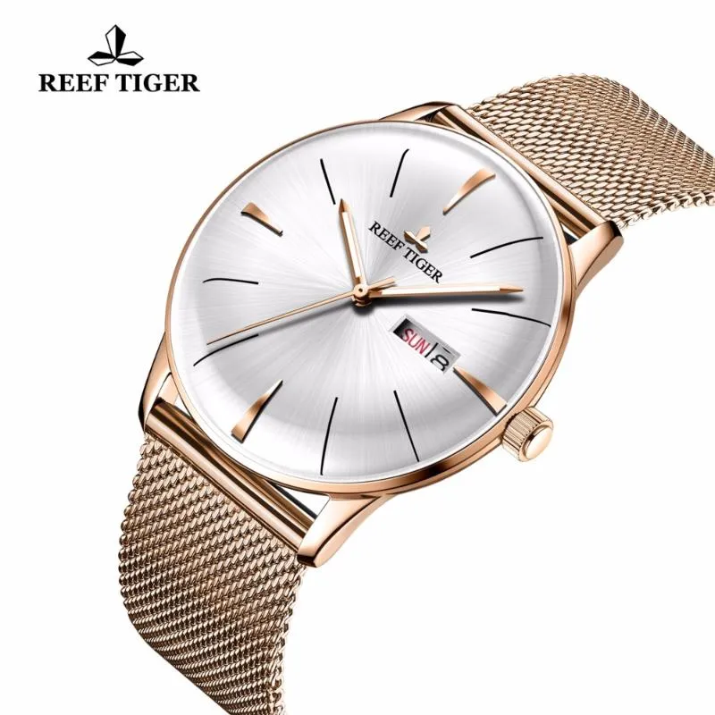 Récif Tiger RT – montre de luxe pour hommes, Simple, or Rose, automatique, avec Date et jour analogique, RGA8238, 292O