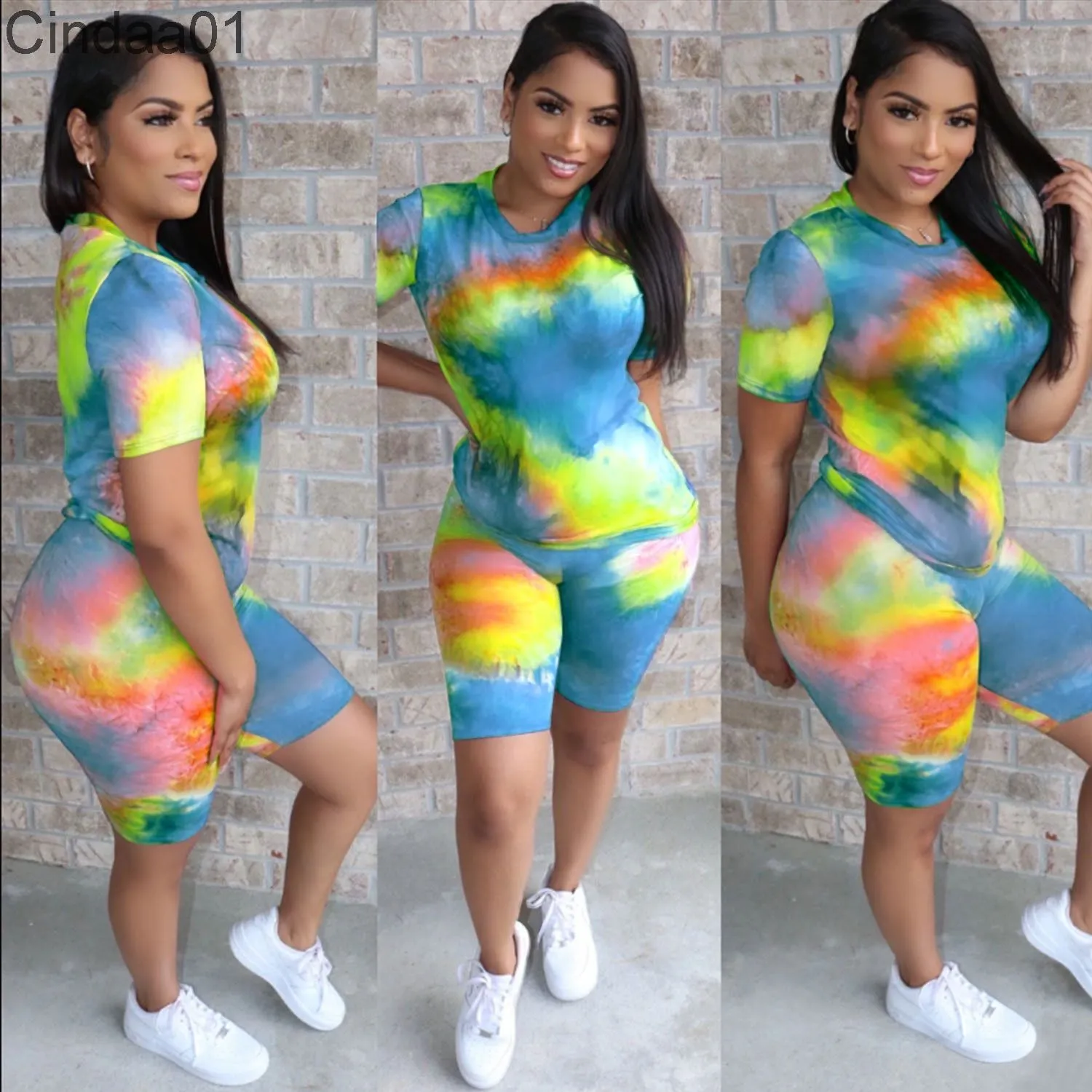 Women Tracksuits Designer Jogging Suit T-shirt Home Tie Dye Summer Two Womens Short Sets Outfits