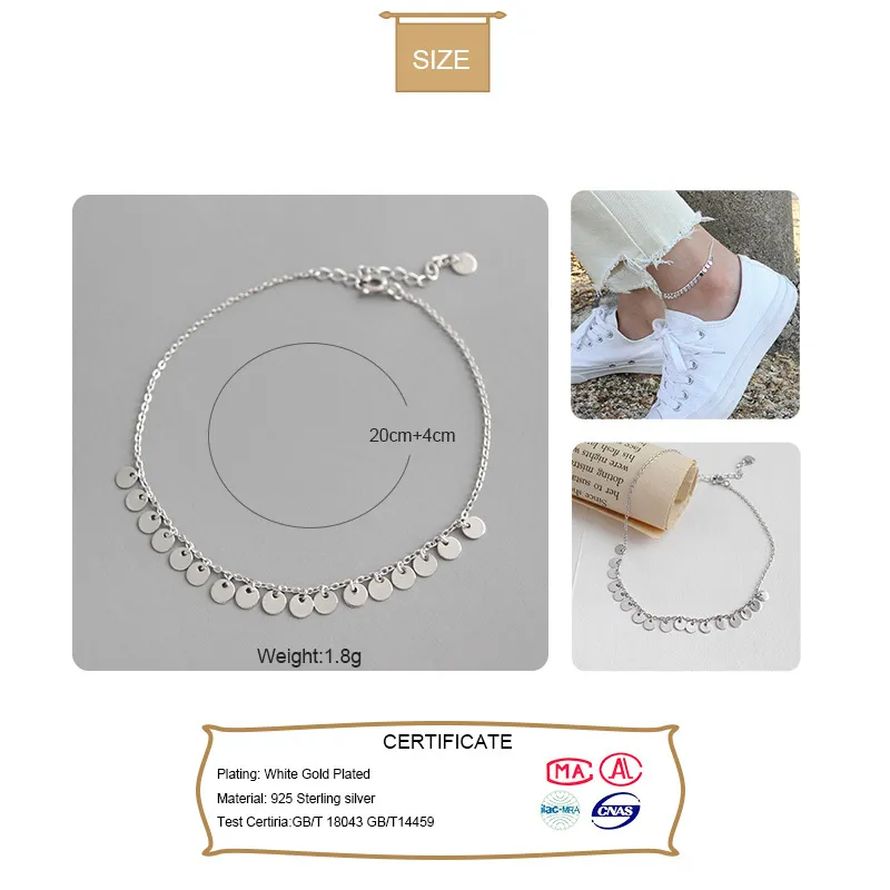 Trustdavis mode véritable 925 en argent Sterling doux gaufrette gland chaîne 20cm bracelets de cheville pour les femmes meilleur ami bijoux cadeau DS2317