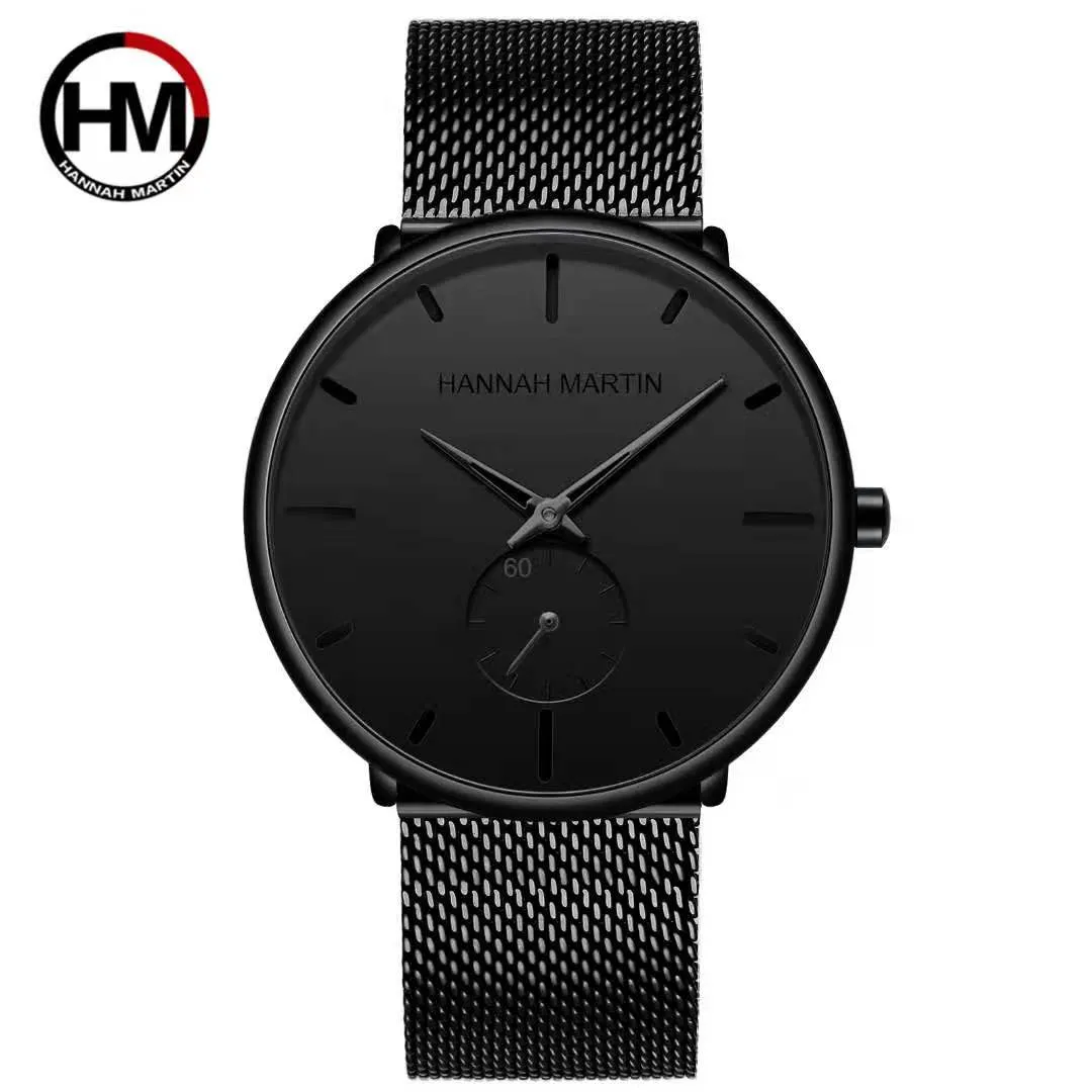 HM Men's Watches العلامة التجارية Hannah Martin 40mm عالي الجودة للنساء والموضة Gold Watch Watchproof 3ATM MONTRE3011