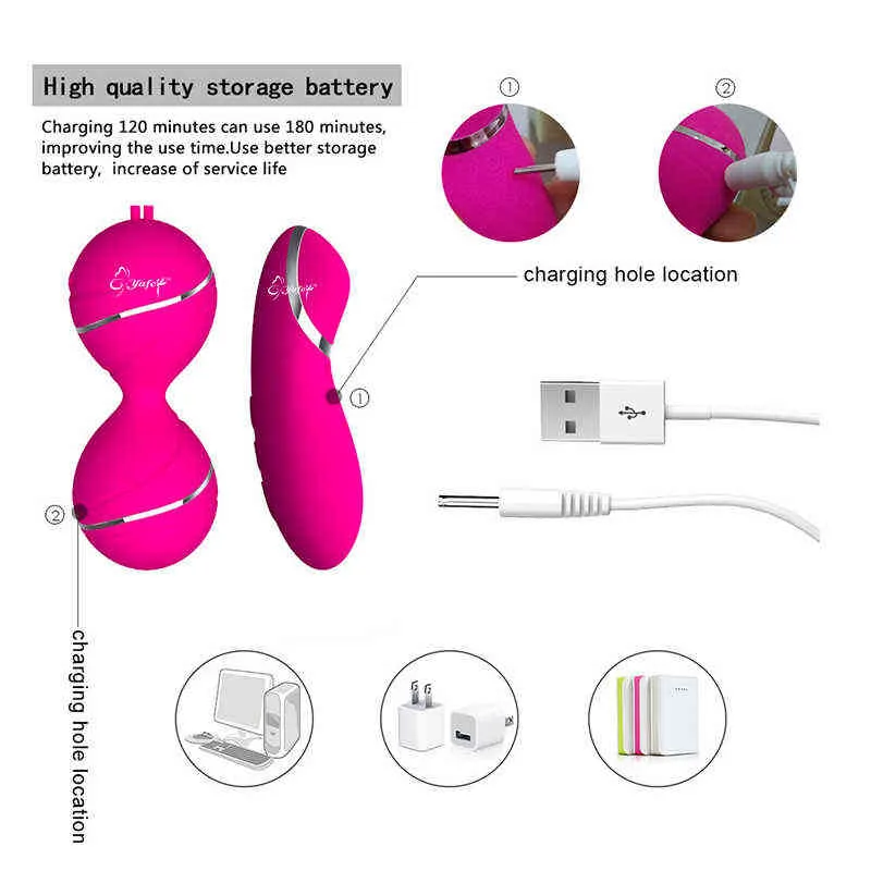 NXY oeufs Silicone oeufs vibrants sans fil balle vaginale exercices Smart Love Ball saut à distance vibrateur Sex Toy pour les femmes 1124