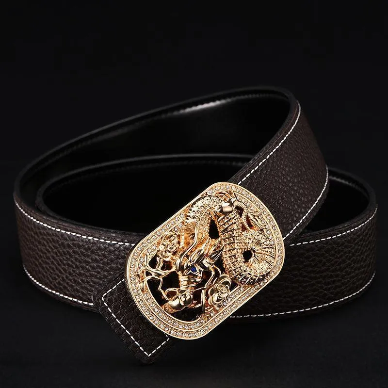 Bälten Herrläder Smooth Buckle Fashion 3 8cm Designer Men Belt High Quality2924