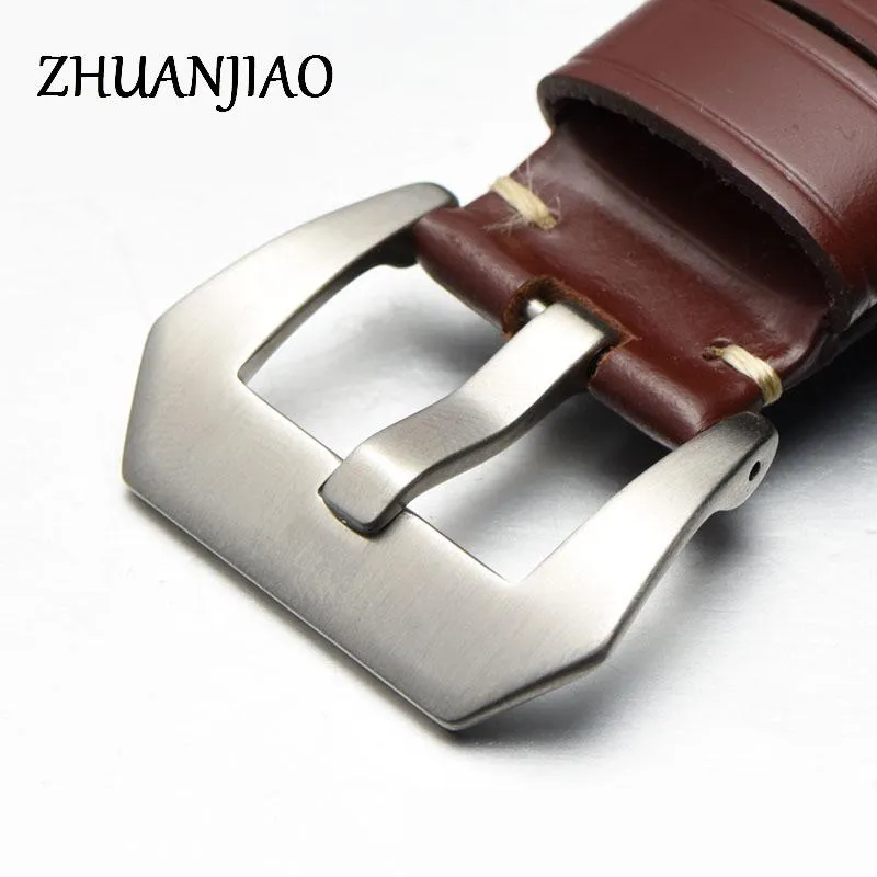 Watch Bands 22 24 26mm Vintage Genuine Cowhide Strap For 1950 Waterproof Leather Wrist Band Black Brown Pin Buckle Men266e
