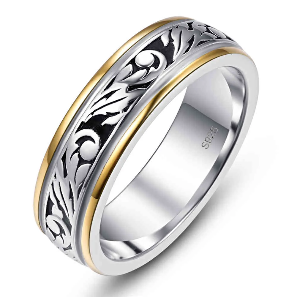 Кольцо Bonlavie, 6 мм, двухцветное серебро 925 пробы в стиле ретро, для мужчин и женщин. Обязательства и ставки 2105063302828
