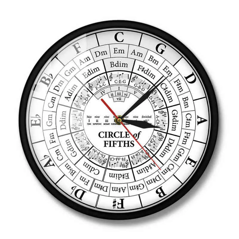 Circle of Fifths Musician Composer Music Teaching Aid Modern Hanging Wall Watch Musiker Harmony Theory Musik Studie Wall Clock H1230