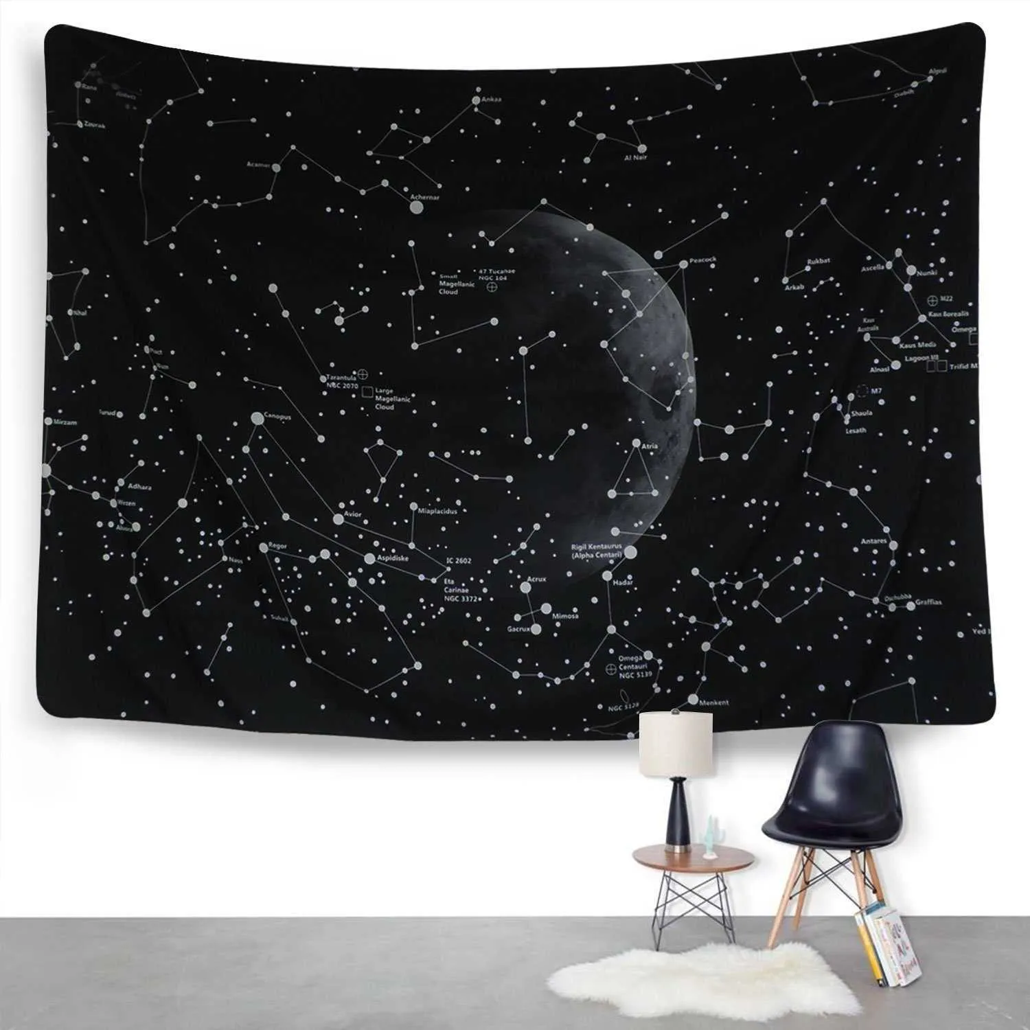 Boutique Space Tapisserie Murale Starry Sky Galaxy Planet Bohemian Hanging 210609