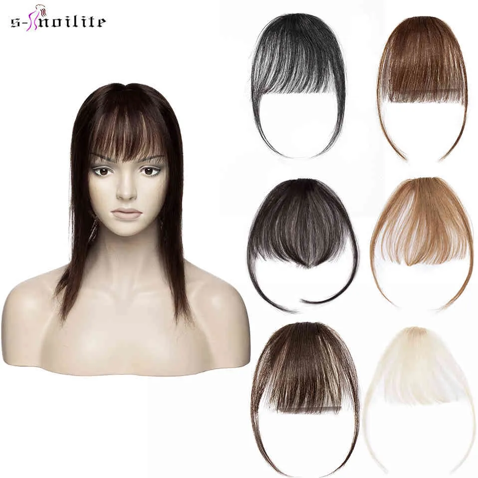 S-noilite Thin Fringe 3g Air With Temples Clip in Human Extensions Hair Clips Front Bangs For Women
