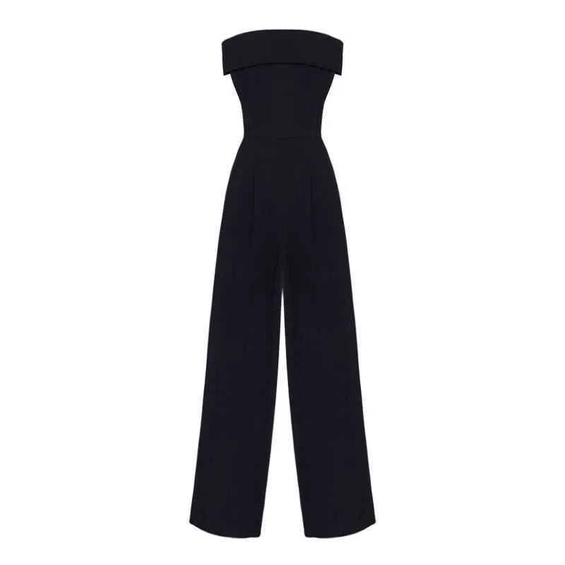 Kvinnor Runway Wide Leg Jumpsuits Fashion Elegant Axless Long Rompers Jumpsuit Sexig Black Bodycon Bodysuit 210608