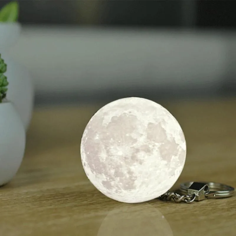 Nachtlichter tragbarer 3D -Planet Schlüsselrang Mondlicht Schlüsselketten Dekoration Lampe Glasballschlüsselkette für kreative Geschenke 235G