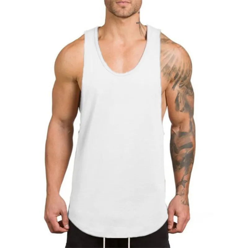 Märke Bodybuilding Kläder Fitness Men Gym Stringer Tank Top Men Sportkläder Singlets Muscle Ärmlös Tröja Träning TankTop 210421