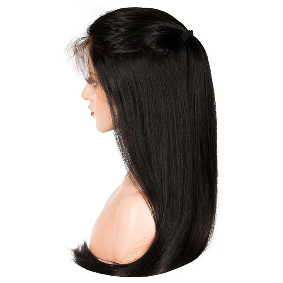 Full spets främre mänskliga hår peruker för kvinnor brasilianska remy rak 1 2 4 pre plockade blekt knutar gluless1988294