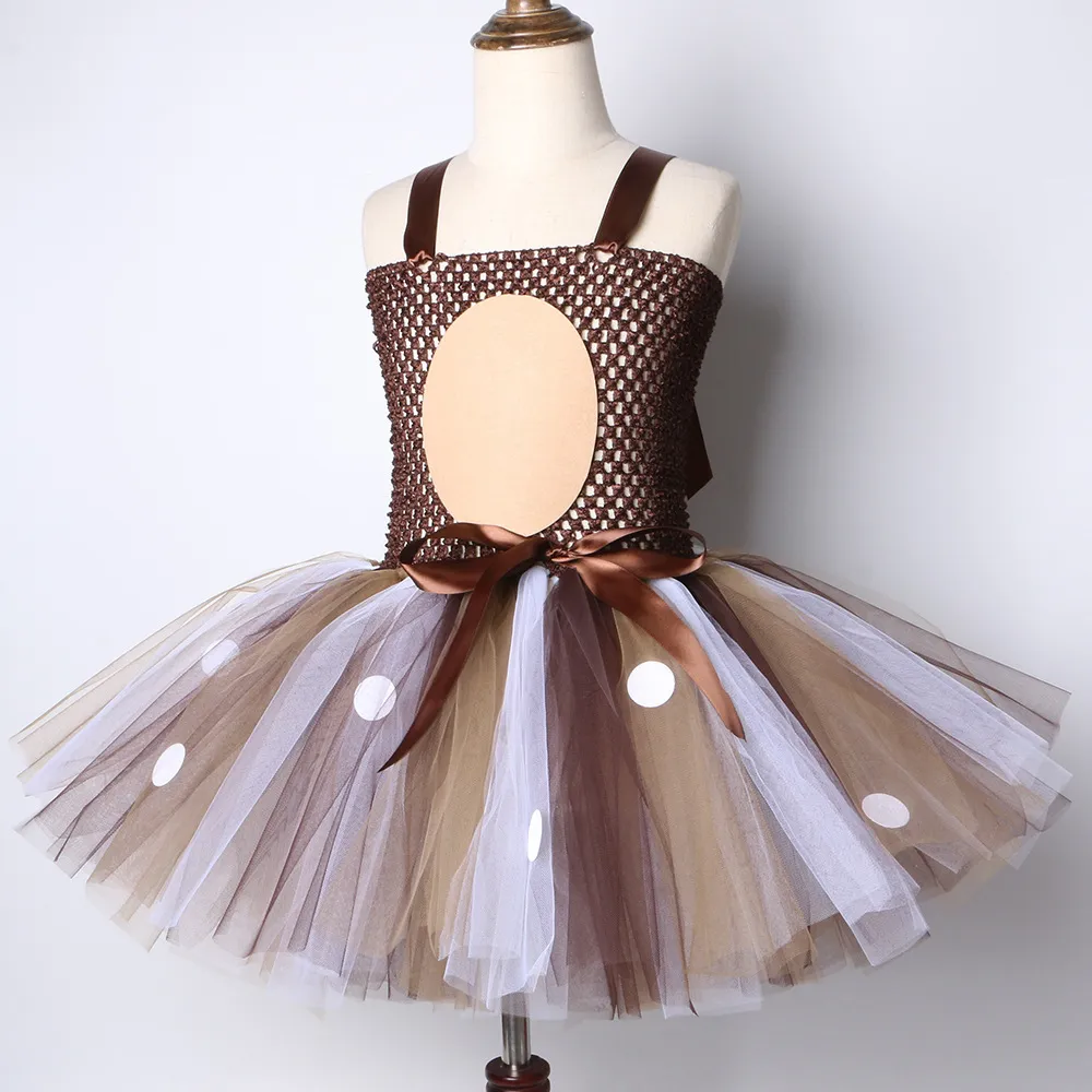 Tutu DrDeer Costumes for Girls Christmas DrKids Halloween Costumes Reindeer Tulle DrBirthday PrincClothes Brown X05099539604