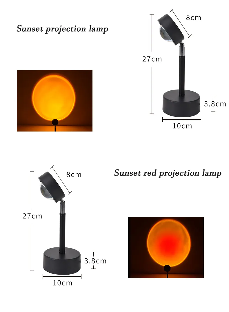 Sunset Projection Lamp Remote Control Color Changing Romantic USB Night Light Home Coffee Shop Background Wall Decor Sun Lighting239B