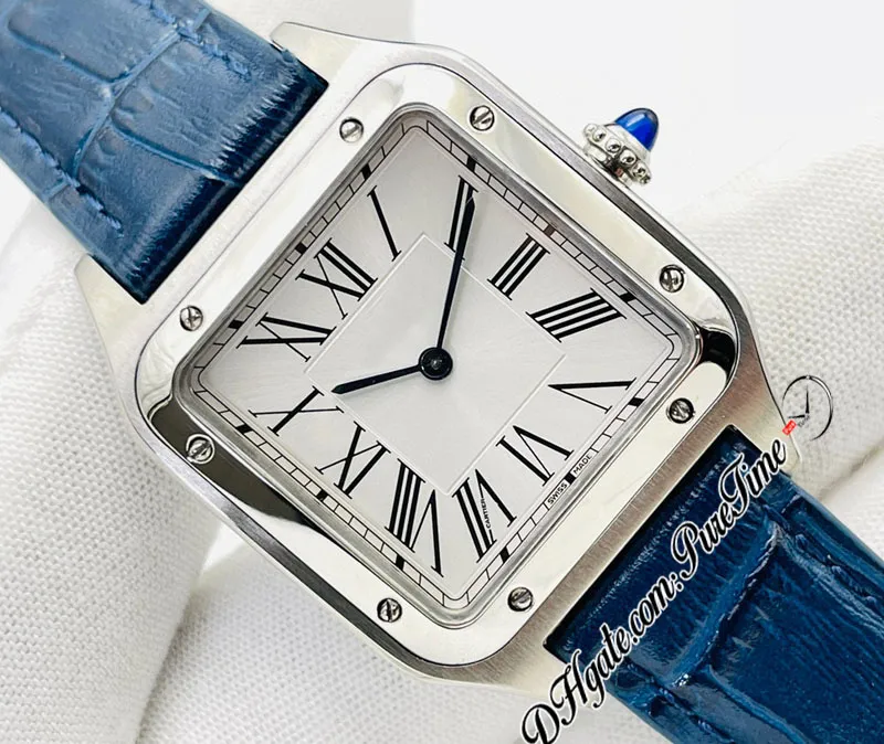 Np. Dumont WSSA0022 WSSA0023 43 38 mm Szwajcarskie miłośnicy kwarcowe Zatrzymaj męskie damskie zegarki damskie zegarki stalowe srebrne markery rzymskie blue272x