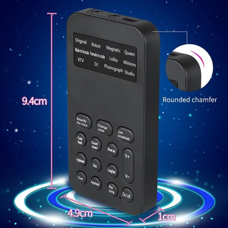 12 Modes Changer Live Streaming Sound Changes Microphone Mini Portable Voice Modulator Phone PC Tablet Laptop