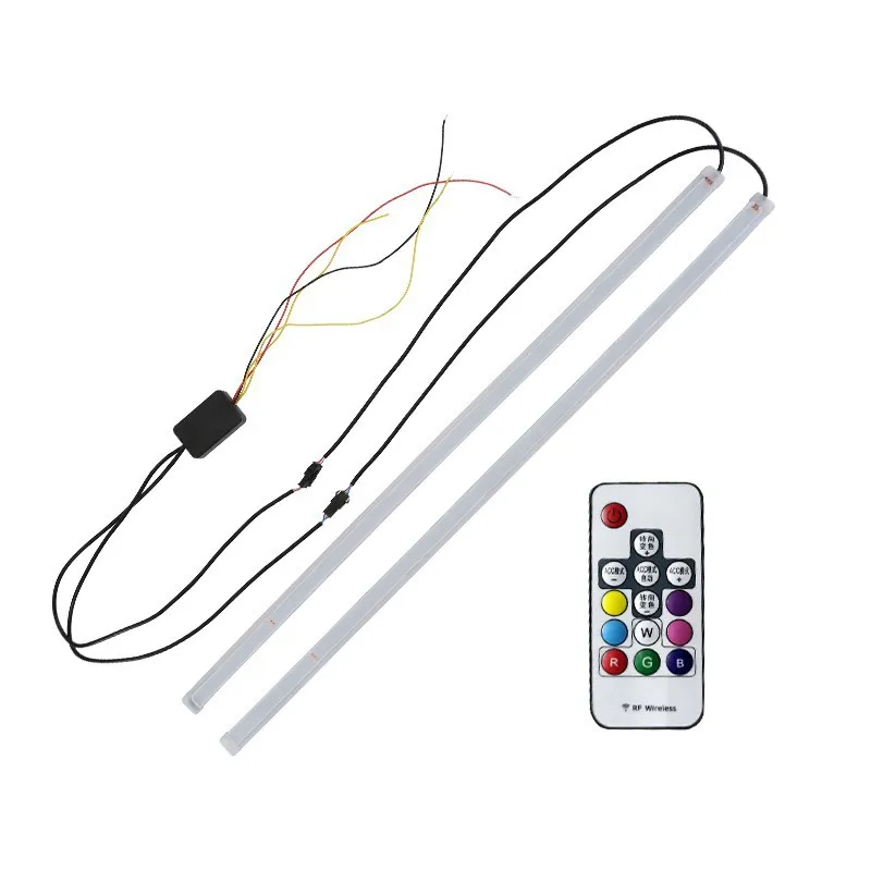 2 Sztuk Sekwencyjny przepływowy RGB Light Running Light DRL Multi Color Led Strip Turn Signal Lights do reflektorów