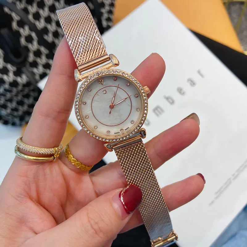 Crystal Bra Style Steel Matel Band Wrist Watch For Women And Girls