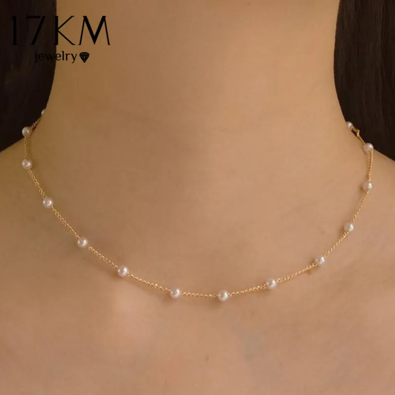 17KM Vintage Collane Del Choker Le Donne 2020 Collana Della Catena Della Stella di Cristallo Alla Moda Perline Girocolli di Perle Regalo Dei Monili