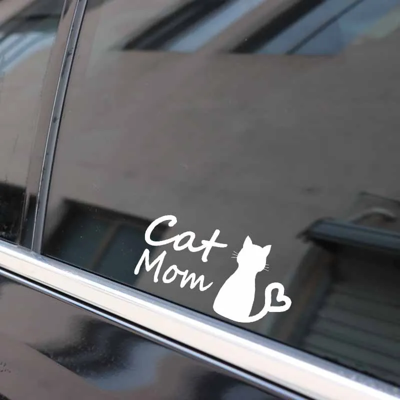 13CM * 6.7CM chat maman voiture autocollant drôle vinyle décalque décor noir argent