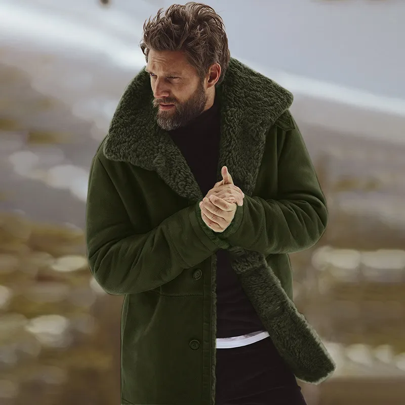 Винтажные куртки мужчины осень теплые густые мужские пальто пуховые повседневная негабаритная однобортная зима одежда Англия стиль ретро 3xL 210524