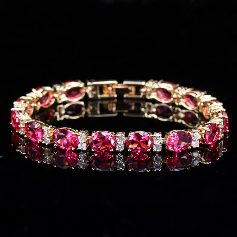 Dubai geelgouden kleur sieraden ovaal olijfgroen kristal verbinden bling cz stijlvolle dames armband bangle voor vrouwen AB079 link chai2050