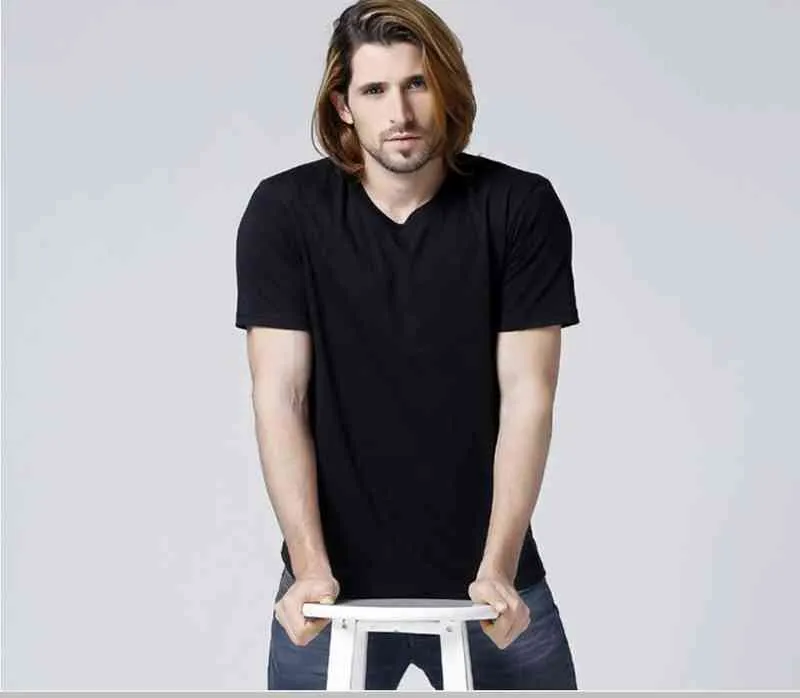 Летняя мужская футболка пустая футболка мода простая с короткими рукавами хлопчатобумажная лайкра цвет футболка в Корее G220223