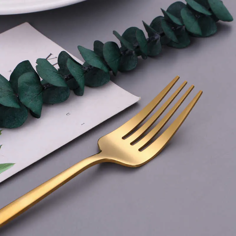 Gold Cutlery Dinner Set Stainless Steel Tableware Kitchen ware Spoon Fork Knife Golden 210928